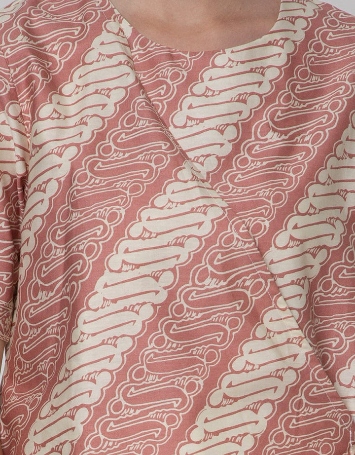 Connexion Short Sleeve Blouse Batik Fake Wrap Top