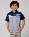 Little M Slid Stripe Kemeja Anak Laki-laki