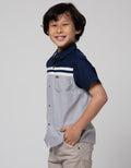 Little M Slid Stripe Kemeja Anak Laki-laki