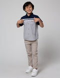 Little M Slid Stripe Kemeja Anak Laki-laki