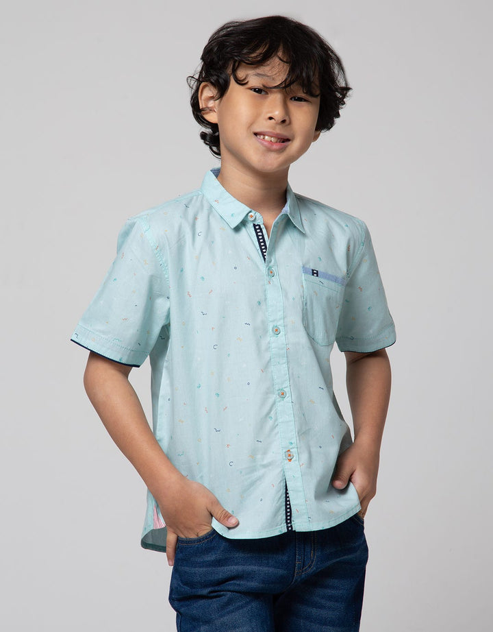 Little M Short Sleeve Kemeja Print Geometri