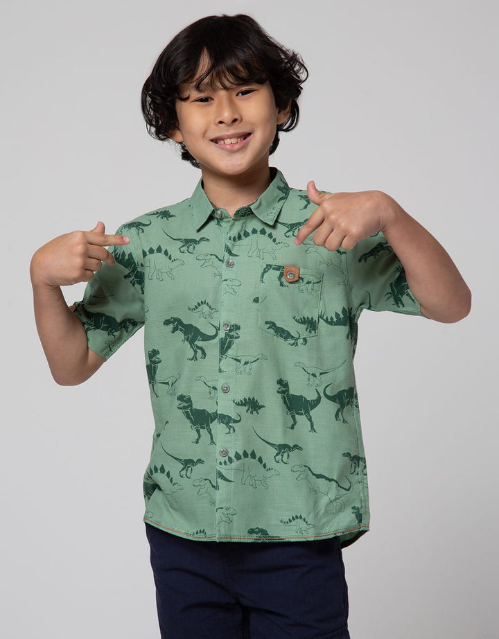 Little M Short Sleeve Kemeja Print Dino