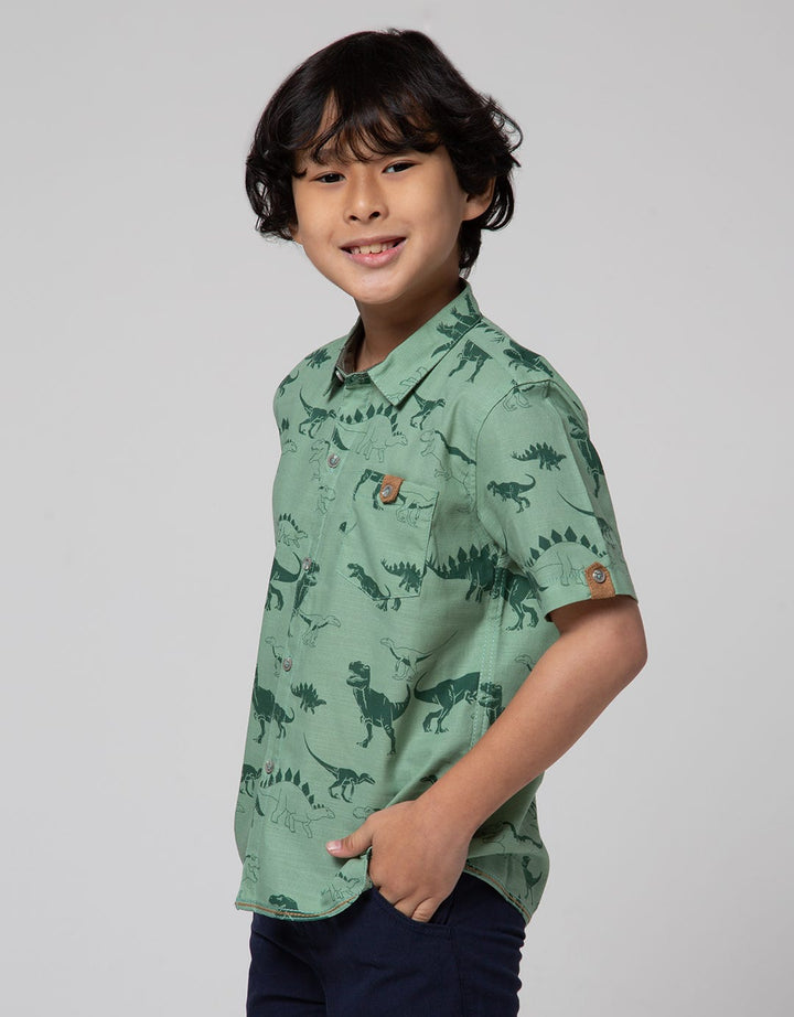 Little M Short Sleeve Kemeja Print Dino