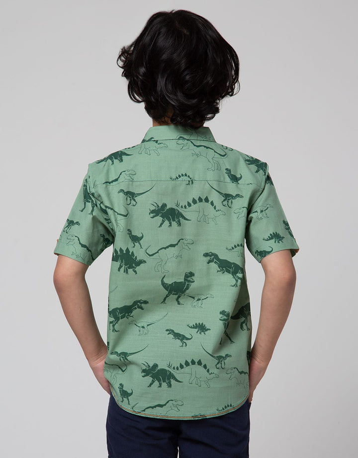 Little M Short Sleeve Kemeja Print Dino