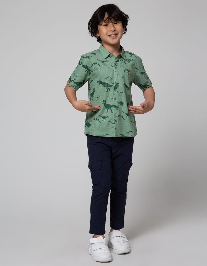 Little M Short Sleeve Kemeja Print Dino
