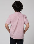 Little M Short Sleeve Kemeja Texture Slub Yarndyed 100% Cotton