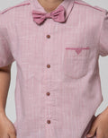 Little M Short Sleeve Kemeja Texture Slub Yarndyed 100% Cotton
