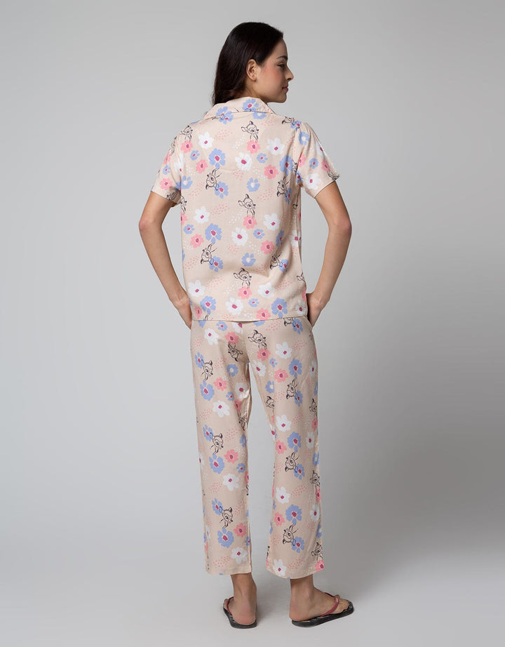 Disney Short Sleeve Pyjama Capri Bambi Bloom Rayon