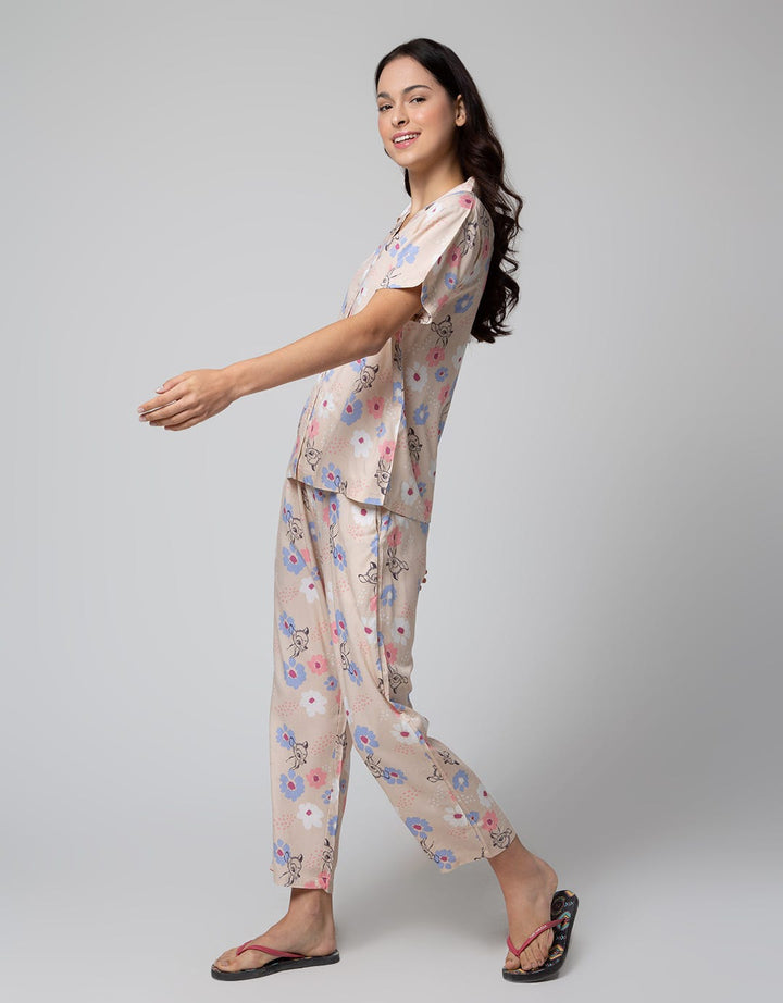 Disney Short Sleeve Pyjama Capri Bambi Bloom Rayon