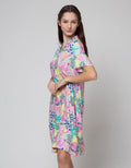 Nevada Short Sleeve Midi Dress Tropical Fruits