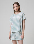 Nevada Short Sleeve Pyjama Shorts Pastel Checkered