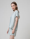 Nevada Short Sleeve Pyjama Shorts Pastel Checkered