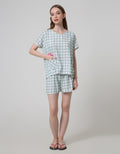 Nevada Short Sleeve Pyjama Shorts Pastel Checkered