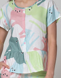 Nevada Short Sleeve Pyjama Pants Colourful Cat