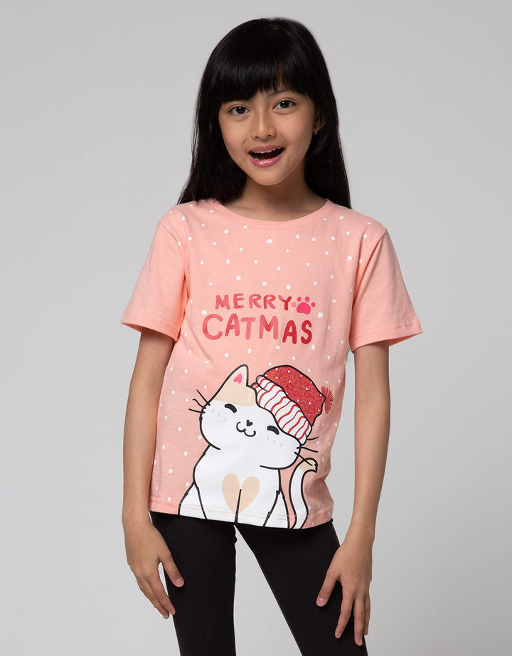 Little M Short Sleeve T-Shirt Xmas Merry Catmas