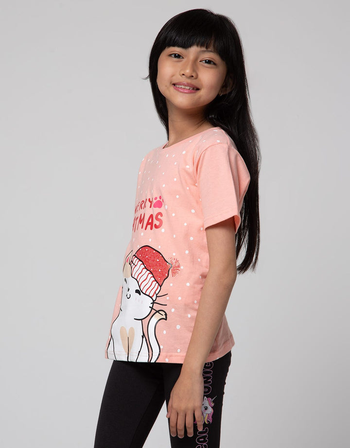 Little M Short Sleeve T-Shirt Xmas Merry Catmas
