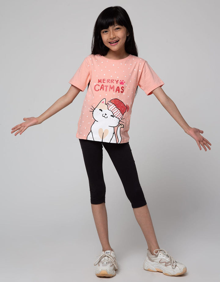 Little M Short Sleeve T-Shirt Xmas Merry Catmas