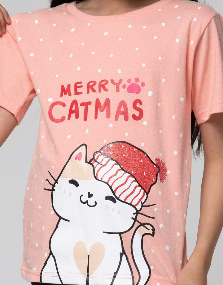 Little M Short Sleeve T-Shirt Xmas Merry Catmas