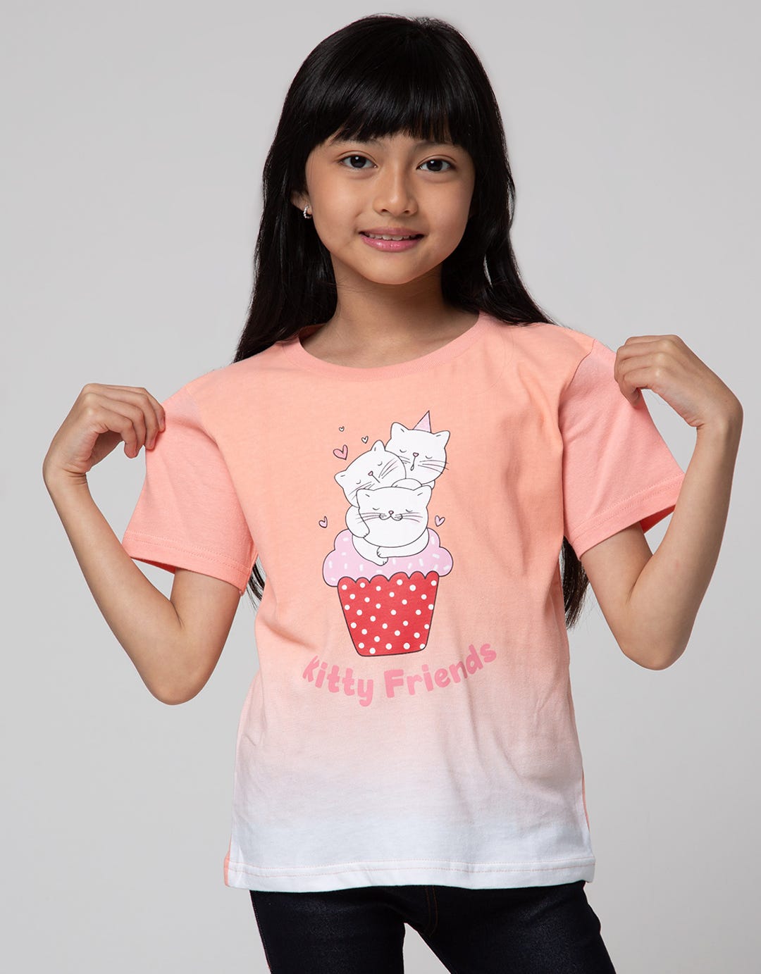 Little M Short Sleeve T-Shirt Ombrey Kitty Friends