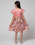 Kidz Too Short Sleeve Midi Dress Print Floral Ribbon Squirrel Skirt