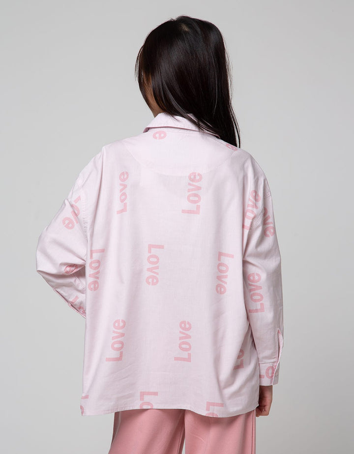 Nevada Full Print Love Print Kemeja Anak Perempuan