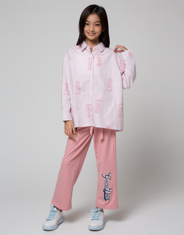 Nevada Full Print Love Print Kemeja Anak Perempuan