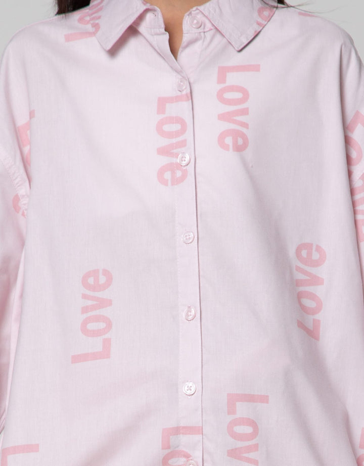 Nevada Full Print Love Print Kemeja Anak Perempuan