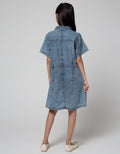 Nevada Short Sleeve Midi Dress Denim With Pocket