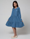 Nevada Long Sleeve Midi Dress Denim Skirt Geber