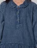 Nevada Long Sleeve Midi Dress Denim With Zip Rok Flare