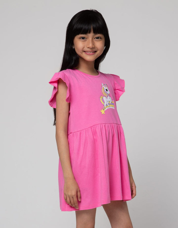 Little M Short Sleeve Midi Dress Daily Unicorn