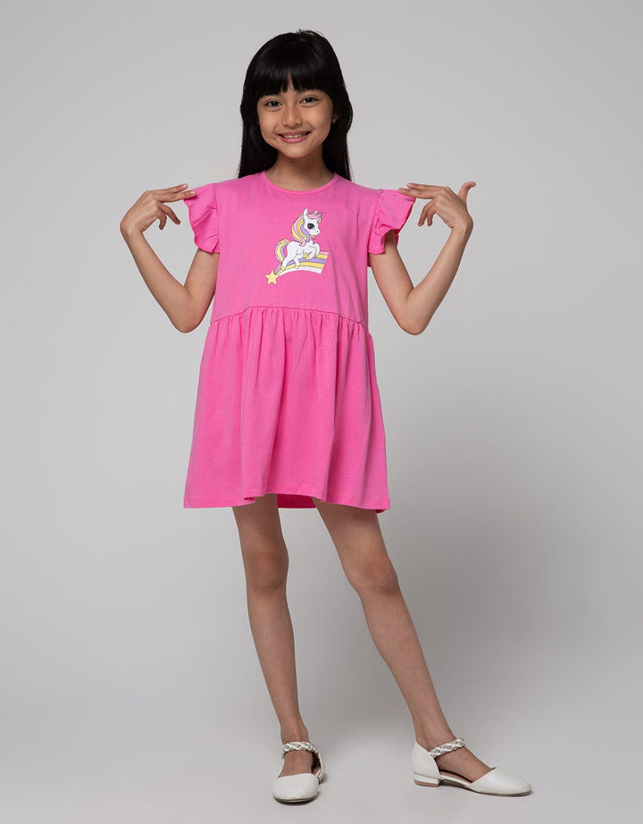 Little M Short Sleeve Midi Dress Daily Unicorn