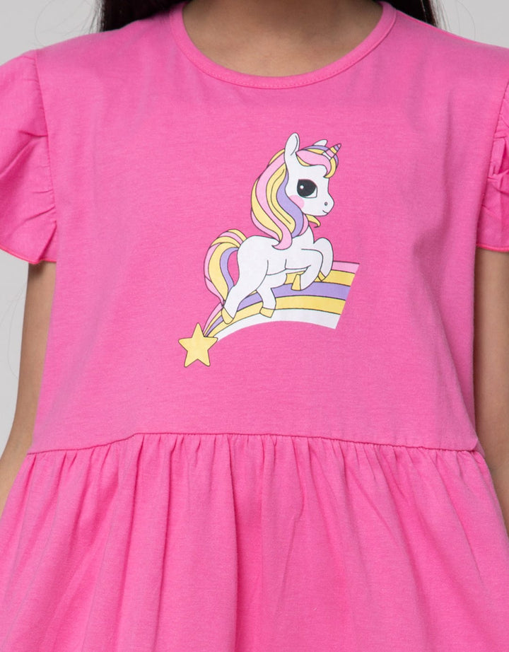 Little M Short Sleeve Midi Dress Daily Unicorn