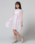 Sweet Miss Long Sleeve Midi Dress Tile Warna Salur Bunga Pingang