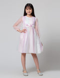 Sweet Miss Long Sleeve Midi Dress Tile Warna Salur Bunga Pingang