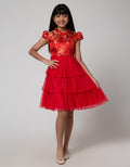 Sweet Miss Short Sleeve Midi Dress Cny Cheongsam Brokat Body Rok Tile