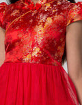Sweet Miss Short Sleeve Midi Dress Cny Cheongsam Brokat Body Rok Tile