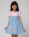 Little M Short Sleeve Midi Dress Overall Chambray Flower