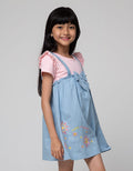 Little M Short Sleeve Midi Dress Overall Chambray Flower