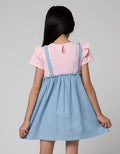 Little M Short Sleeve Midi Dress Overall Chambray Flower