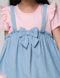 Little M Short Sleeve Midi Dress Overall Chambray Flower