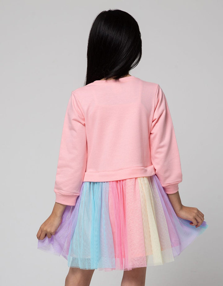 Little M Long Sleeve Midi Dress Tile Fantasy Land Unicorn