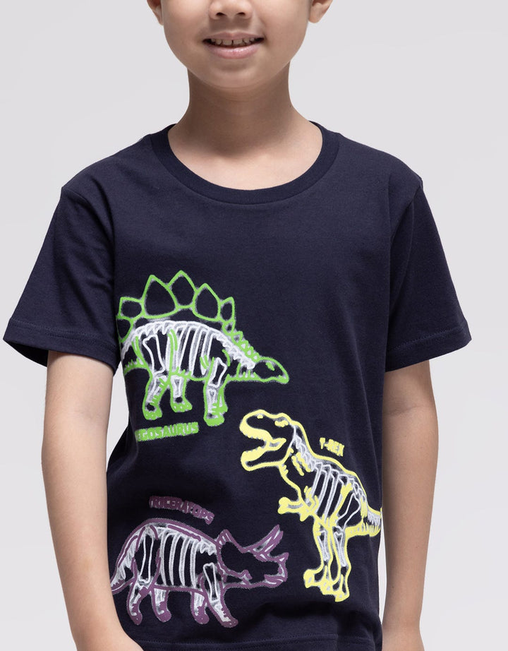 Little M Dino Glow Print Boys T-Shirt
