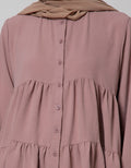 Annisa Long Sleeve Blouse Tiered Gradation Contrast Shirt