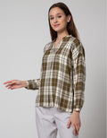 Connexion Long Sleeve Blouse Ryn Yd Check Hai Neck Skipper