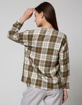Connexion Long Sleeve Blouse Ryn Yd Check Hai Neck Skipper