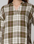Connexion Long Sleeve Blouse Ryn Yd Check Hai Neck Skipper