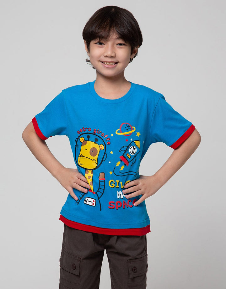 Little M Short Sleeve T-Shirt Aplikasi Mika Bordir Astro Giraffe