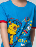 Little M Short Sleeve T-Shirt Aplikasi Mika Bordir Astro Giraffe