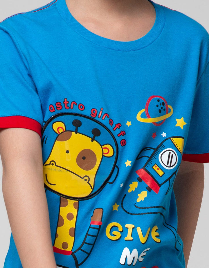 Little M Short Sleeve T-Shirt Aplikasi Mika Bordir Astro Giraffe
